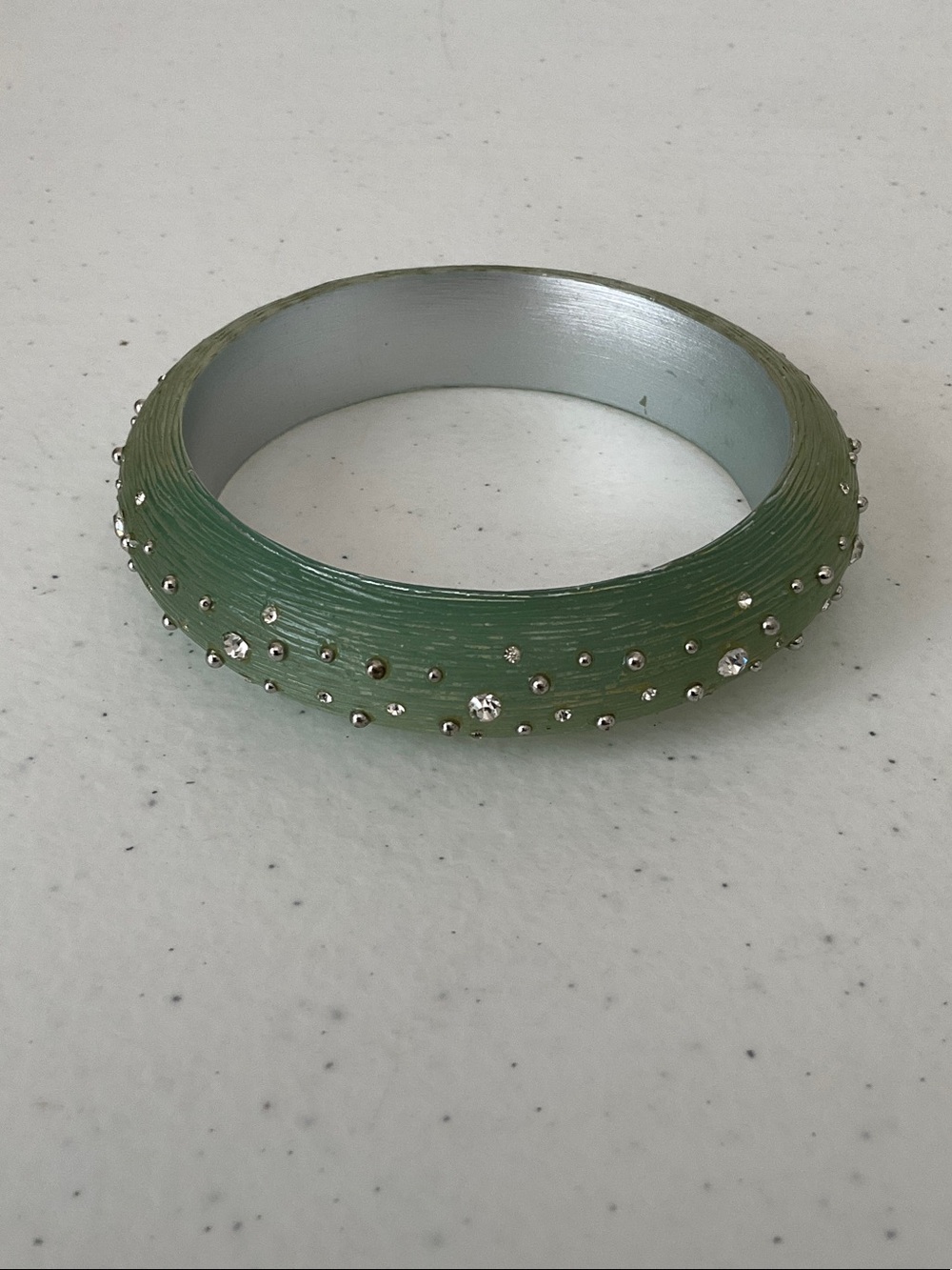 Green Crystal Accent Bangle Bracelet